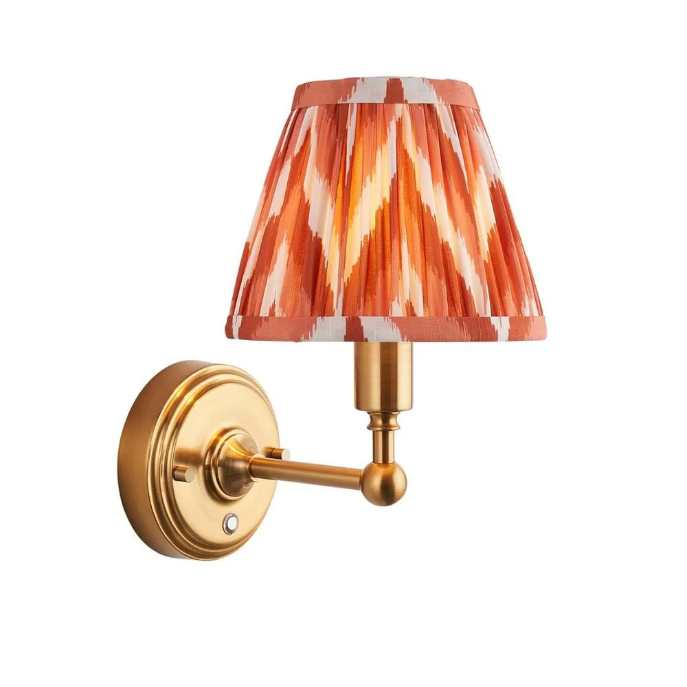 Netlighting Burley Rechargeable Wall Light Orange Fabric Zigzag Shade 16cm