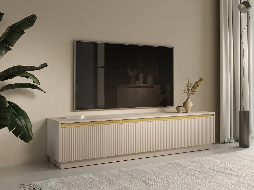 Vente-unique Wall - Mounted Or Freestanding TV Unit With 3 Doors In MDF - Beige and 4