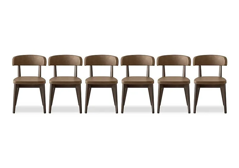 Siren Set of 6 Smoke Wooden Leg Dining Chairs - Tobacco
