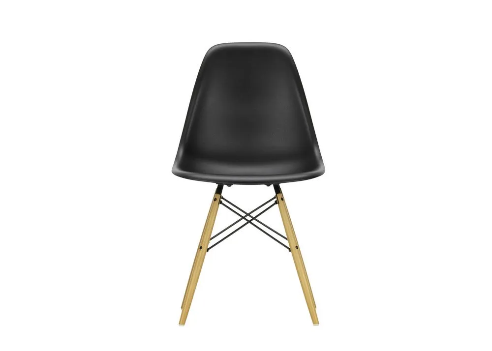 Vitra Eames DSW Side Chair New Height Deep Black Golden Maple Base 1