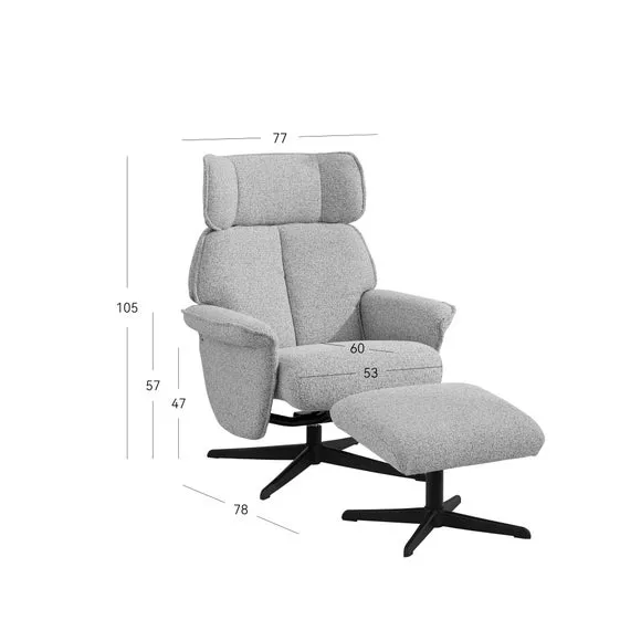 Gretna Chenille Swivel Chair with Footstool 5
