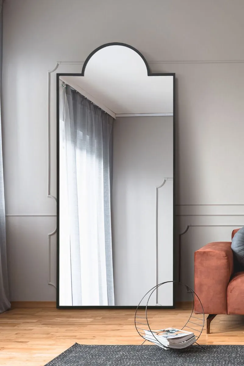MirrorOutlet Black Modern Wall & Leaner Mirror 75" X 33" (190 x 85CM) 2