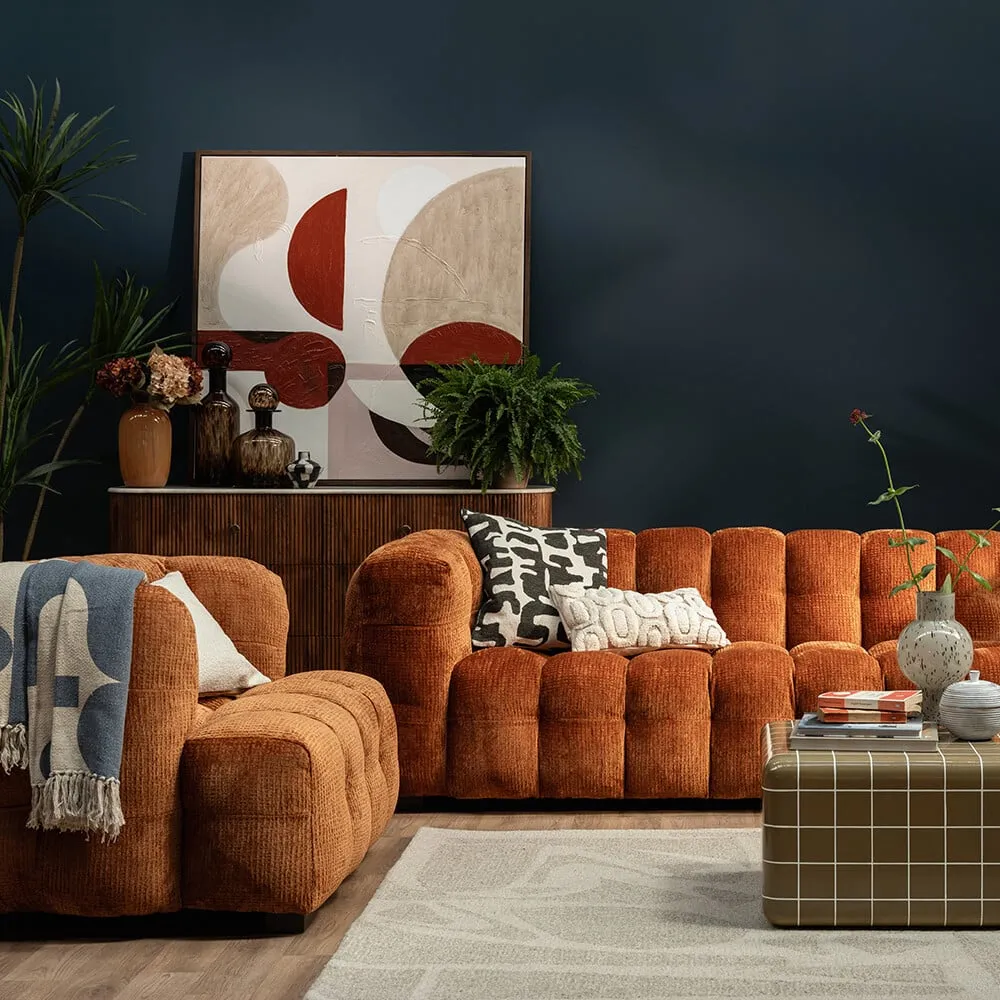 Lenor Textured Fabric Occasional Armchair, Orange Boucle | Barker & Stonehouse 2