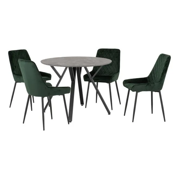Athens 4 Seater Round Dining Table with 4 Avery Chairs 1