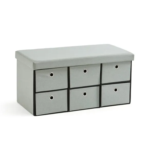 6 Drawer Faux Linen Foldable Ottoman 3