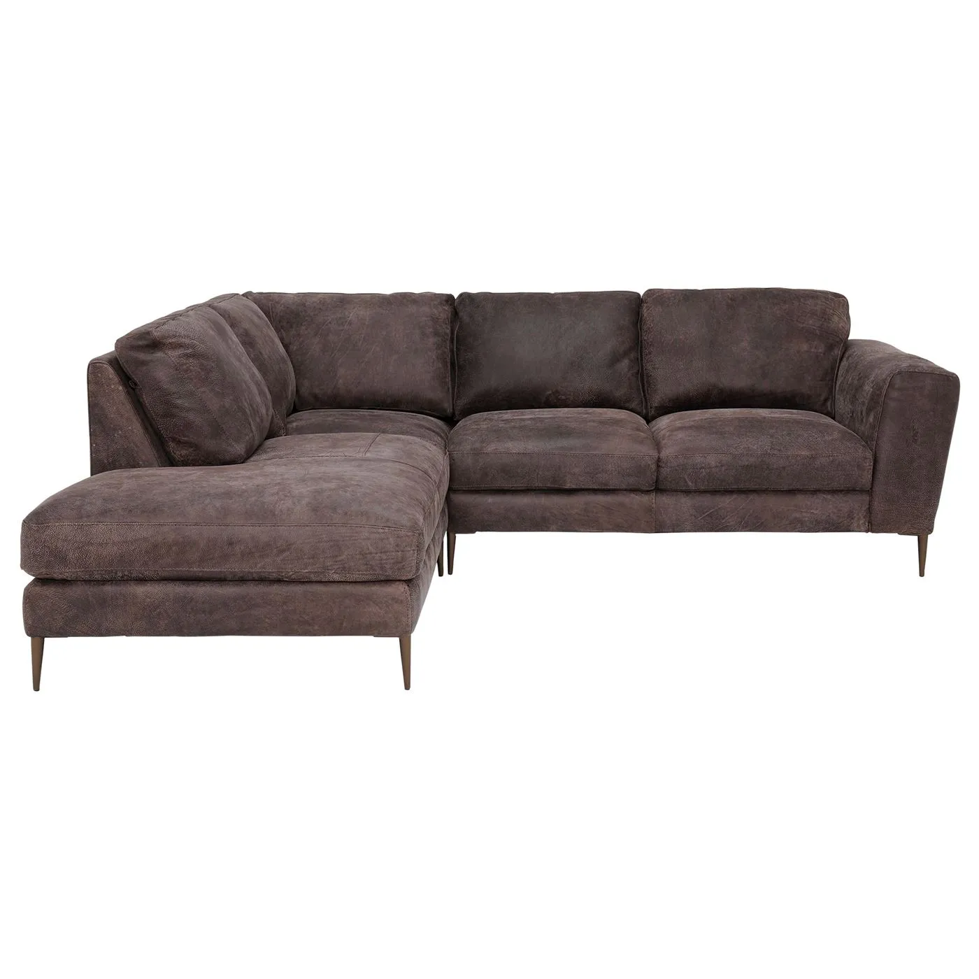 Large Leather Corner Chaise Sofa - Grey - W273 x D103-240 x H94cm - Barker & Stonehouse
