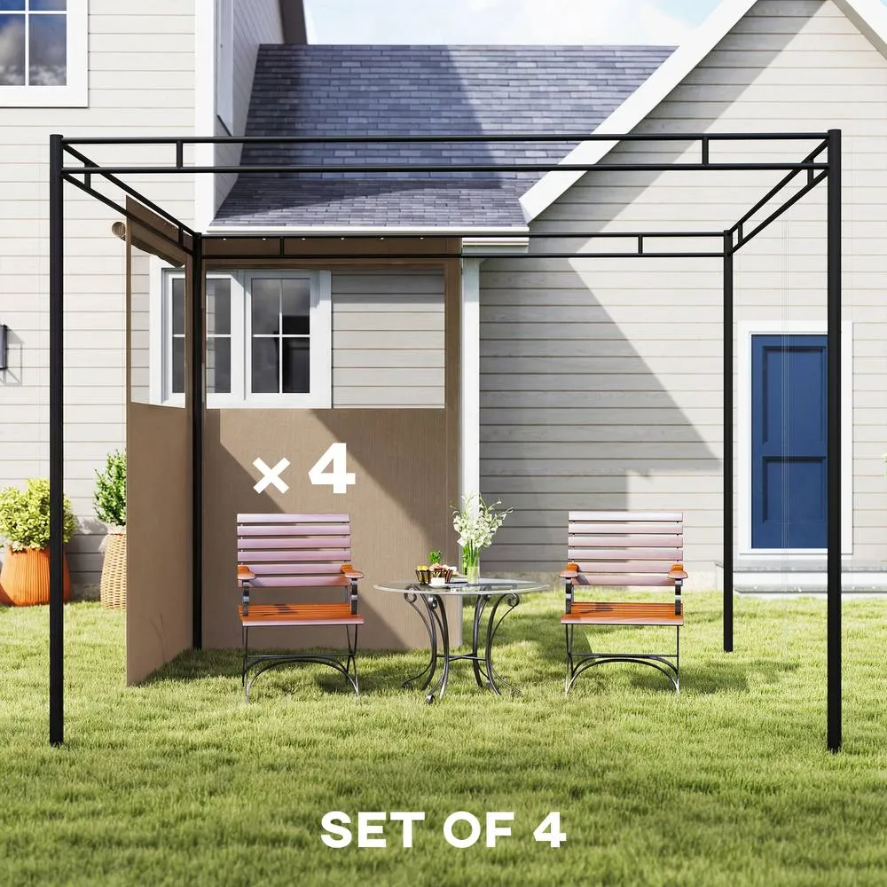 OUTSUNNY 3 x 3 m Gazebo Replacement Curtains Privacy Panel Set in Khaki 4