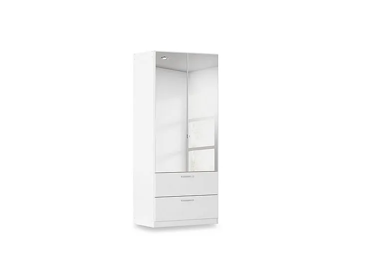 Impulse 91cm 2 Door Combi Wardrobe with 2 Mirror Doors - Alpine White