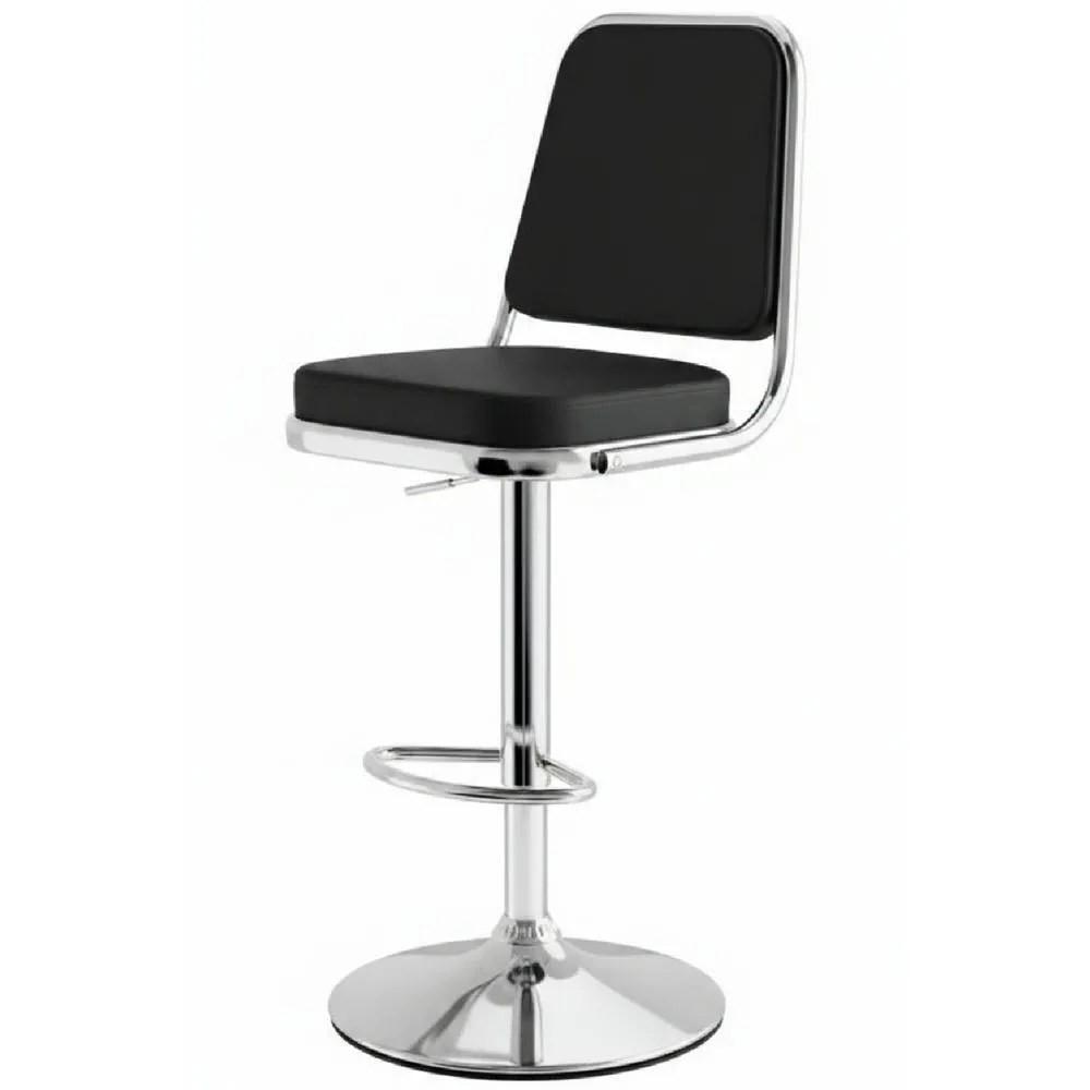 netfurniture Romano Kitchen Bar Stool Black Padded Seat & Back Height Adjustable