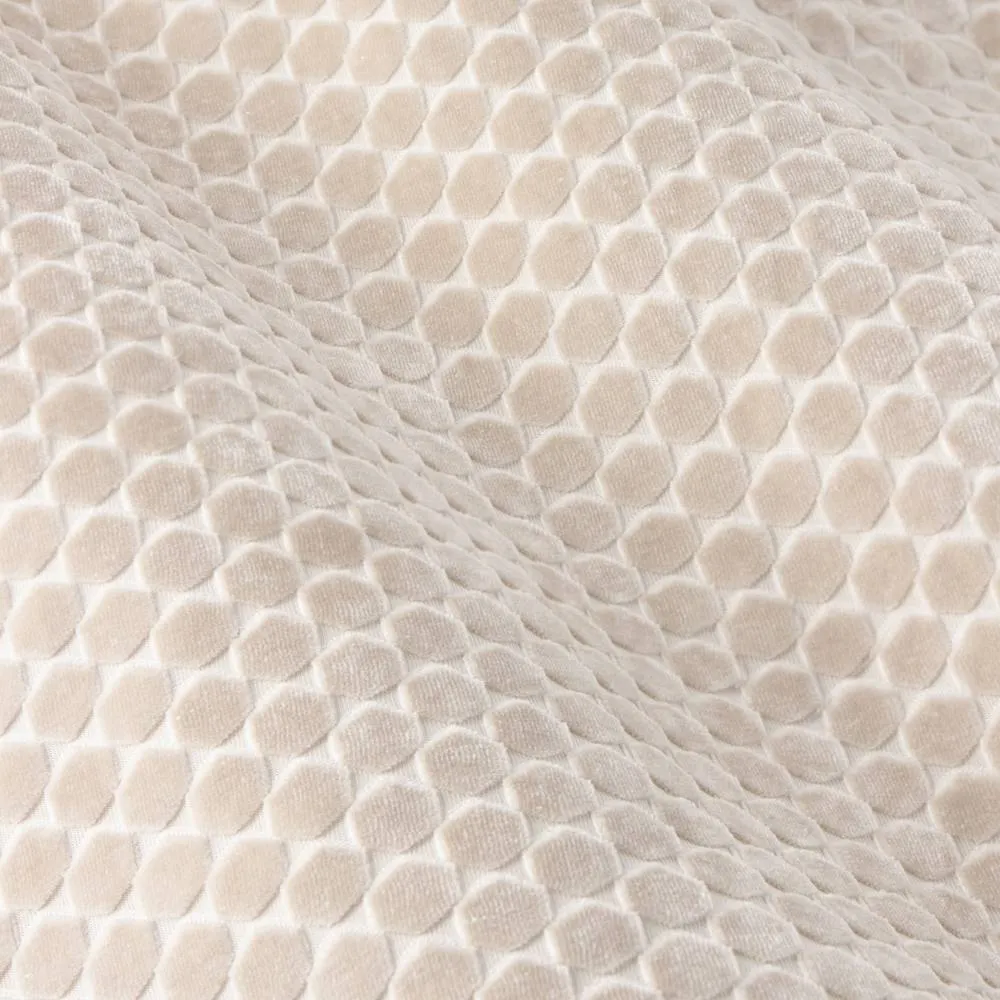 Paoletti Neptune Fully Lined Velvet Eyelet Curtain Pair in Beige 6