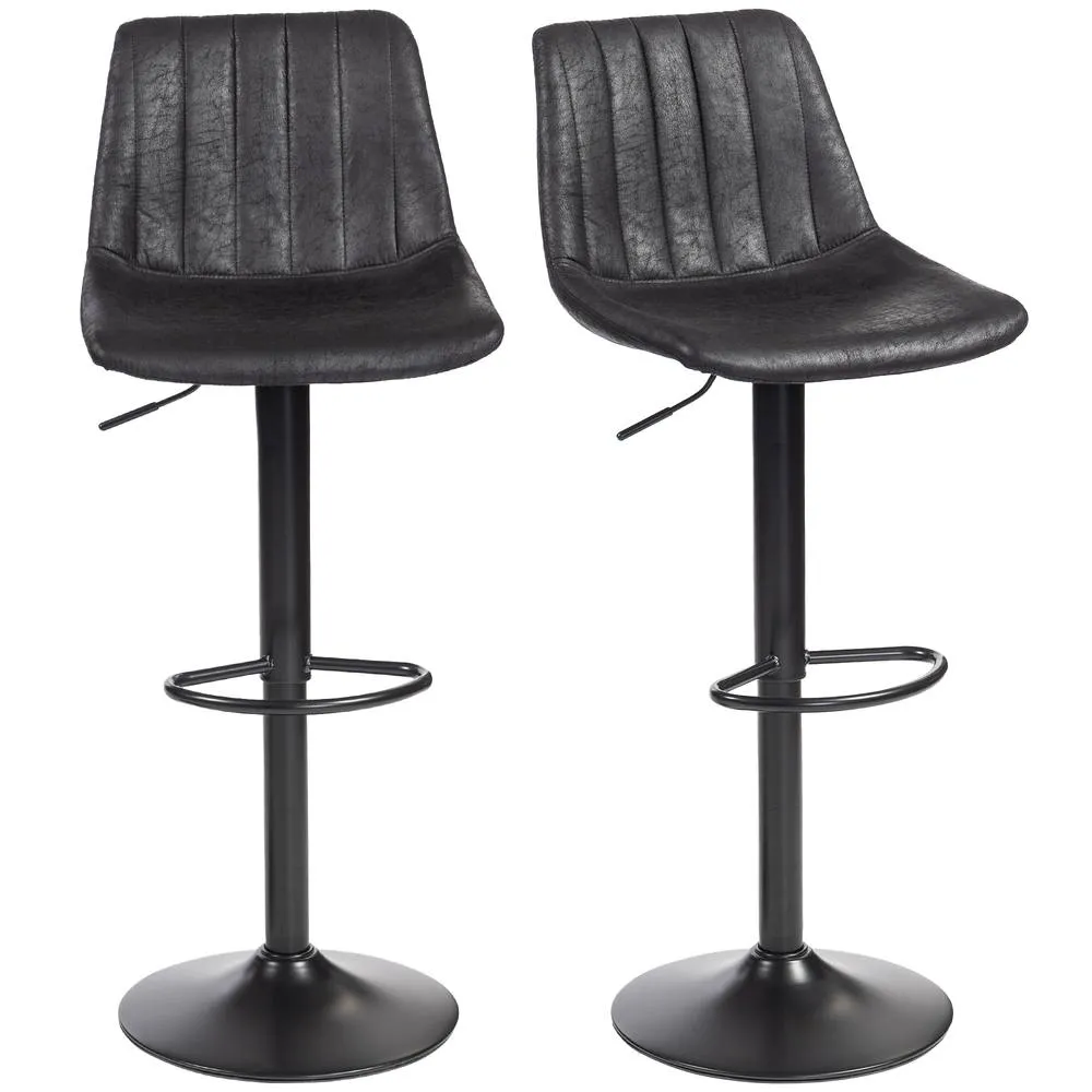 HOMCOM Bar Stools Set of 2 Adjustable Swivel Bar Chairs with Backrest Black 2