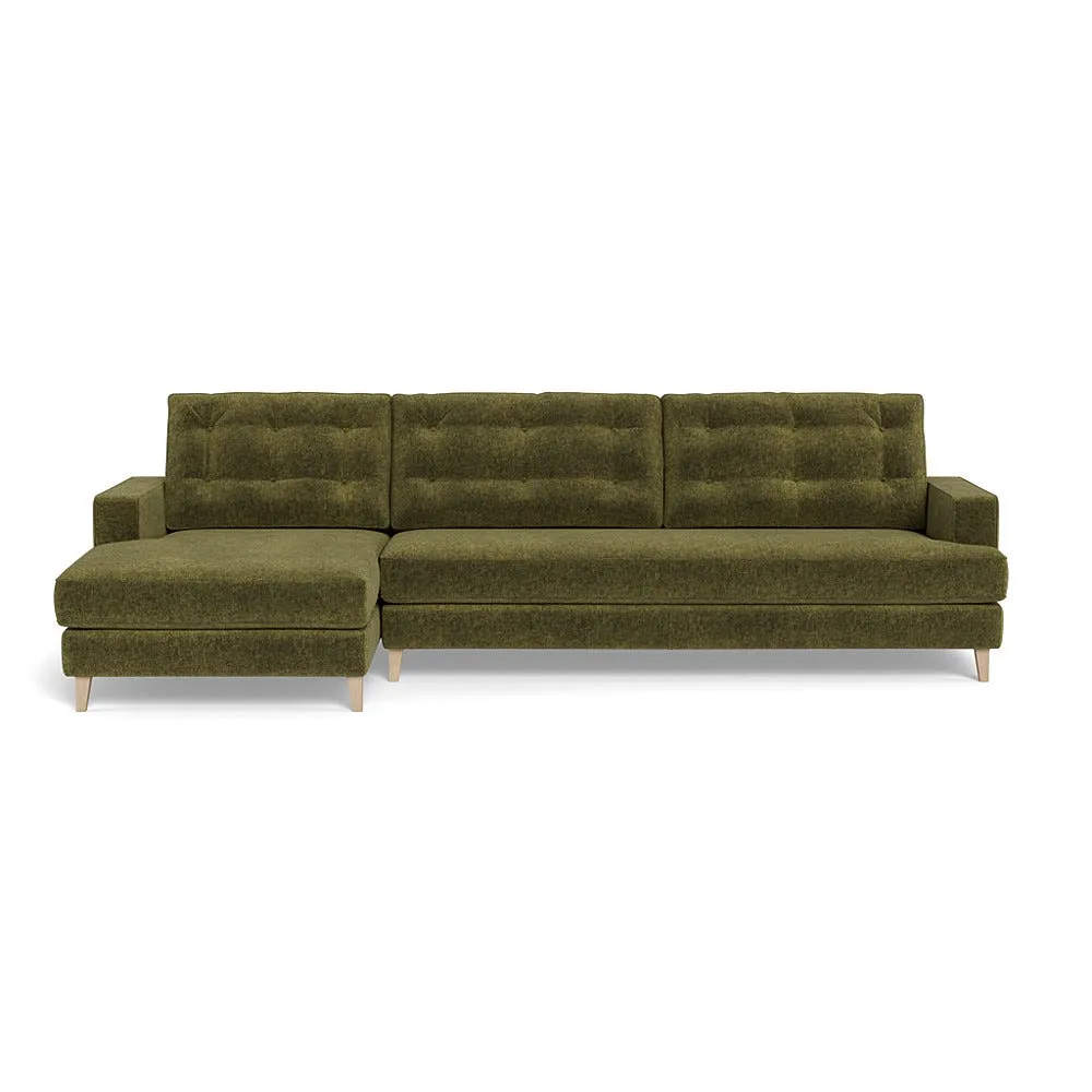 Heal's Mistral Left Hand Facing Corner Sofa Boucle Velvet Wilder Natural Beech Feet 2