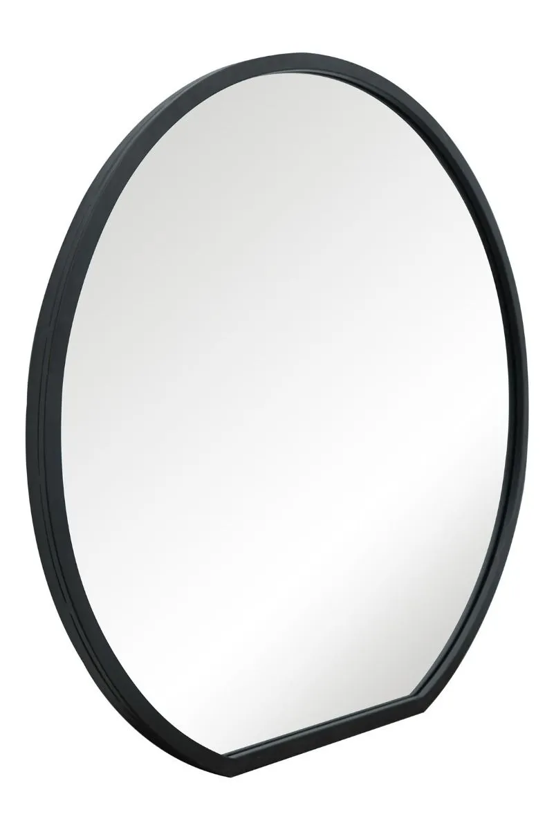 MirrorOutlet Black Framed Flat Bottom Circular Wall Mirror (105CM X 100CM) 6