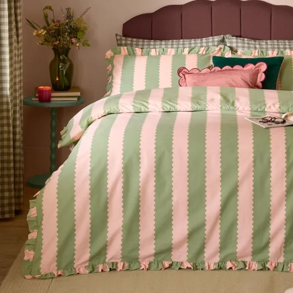 Furn. Birdie Stripe Polycotton Duvet Cover & Pillowcase Set 3