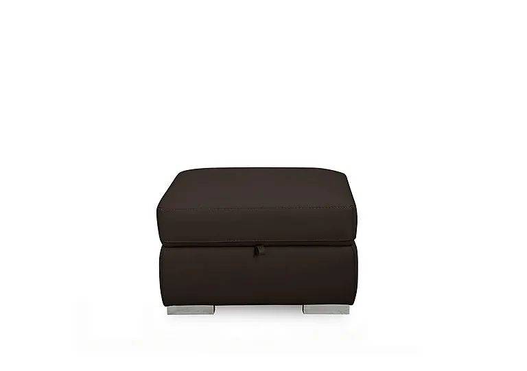 Edison Leather Storage Footstool - Dark Chocolate