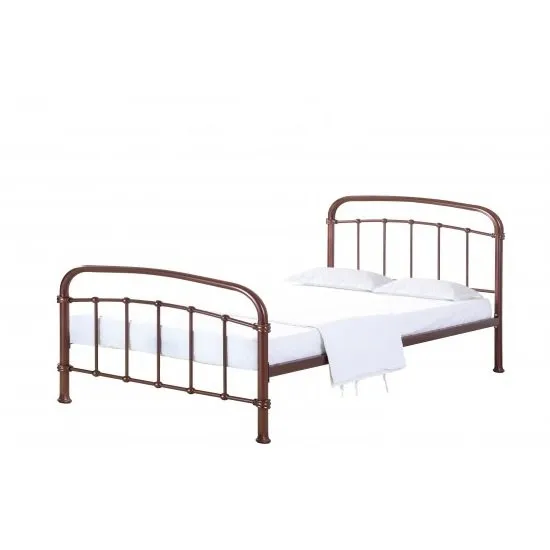 Luckas Contemporary Metal Double Bed In Copper