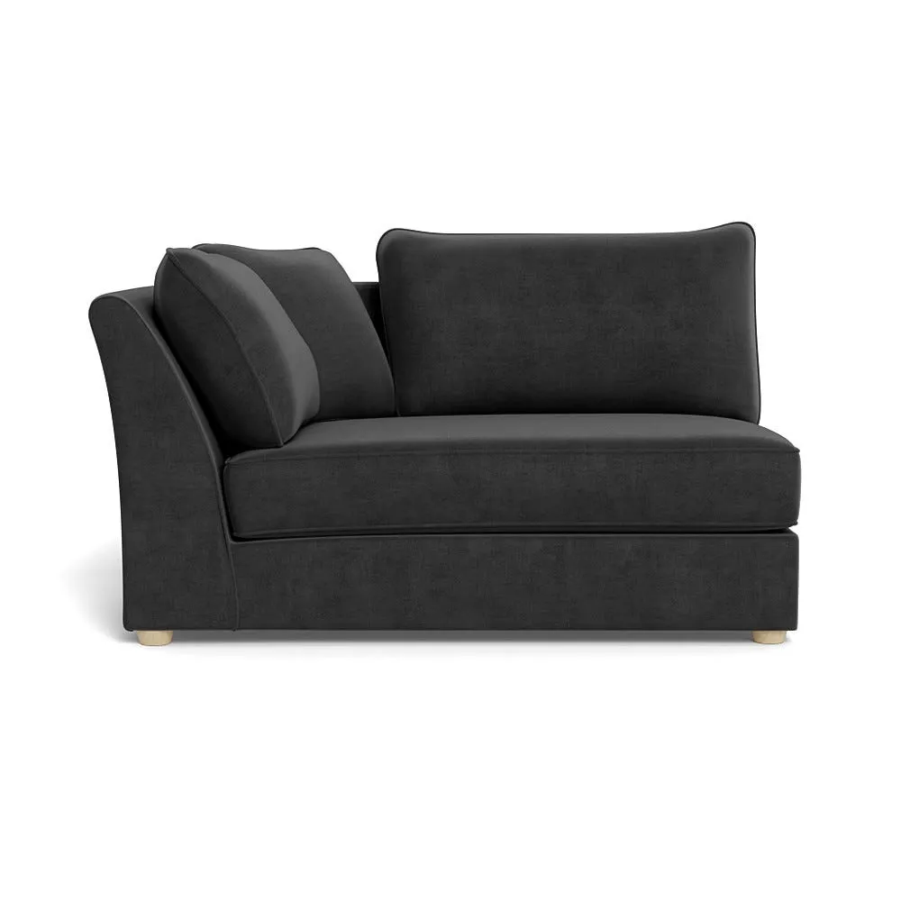 Heal's Tailor Large Curved Left Hand Facing Corner Unit Smart Luxe Velvet Nickel Natural Feet