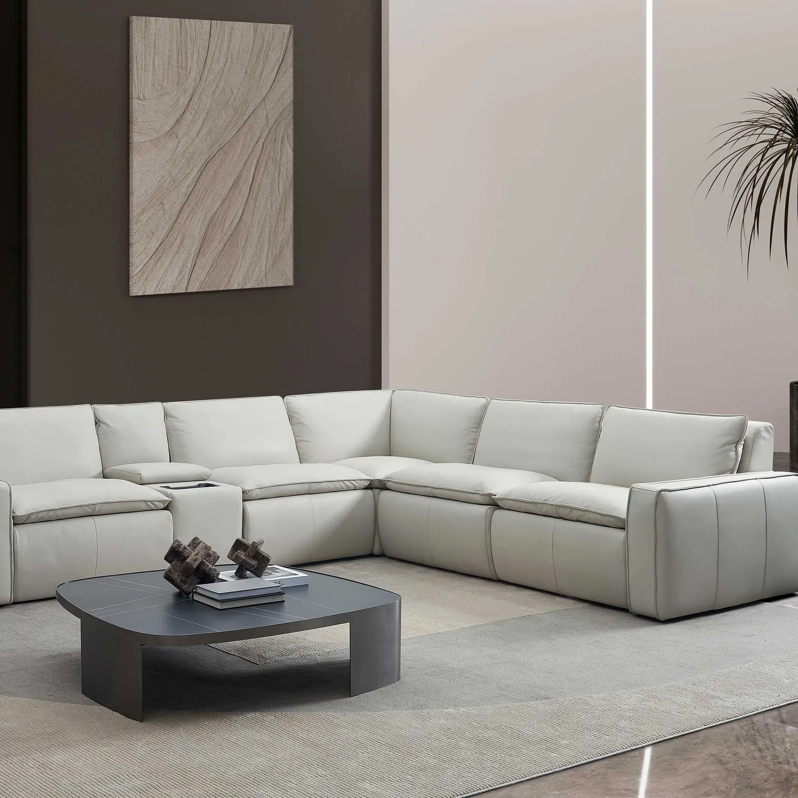 Holloway Corner Modular Sofa & Ottoman Leather | Barker & Stonehouse 2