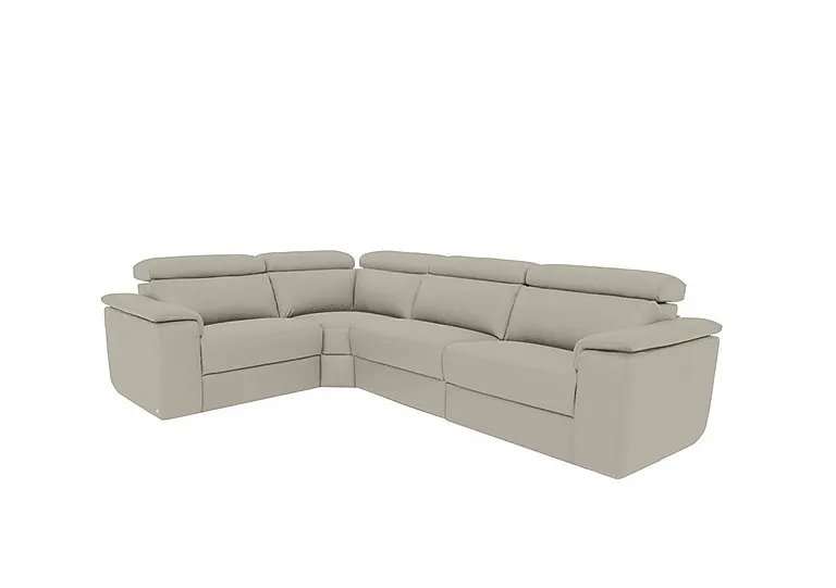 Davide Small Leather Left Hand Facing Corner Sofa - Torello Tortora