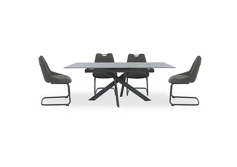 Warrior Grey Extending Dining Table with 4 Cantilever Chairs - Grey
