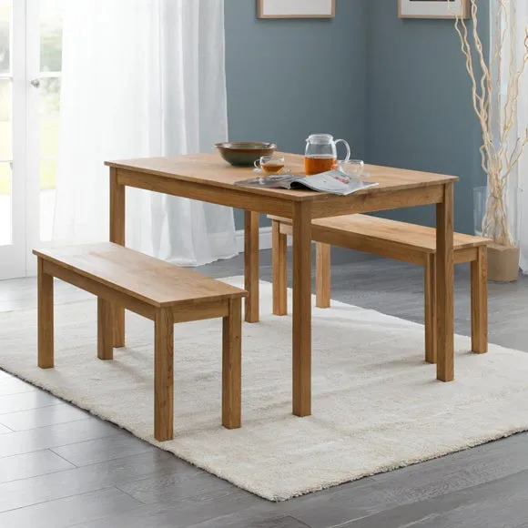 Coxmoor 4 Seater Rectangular Dining Table with 2 Dining Benches