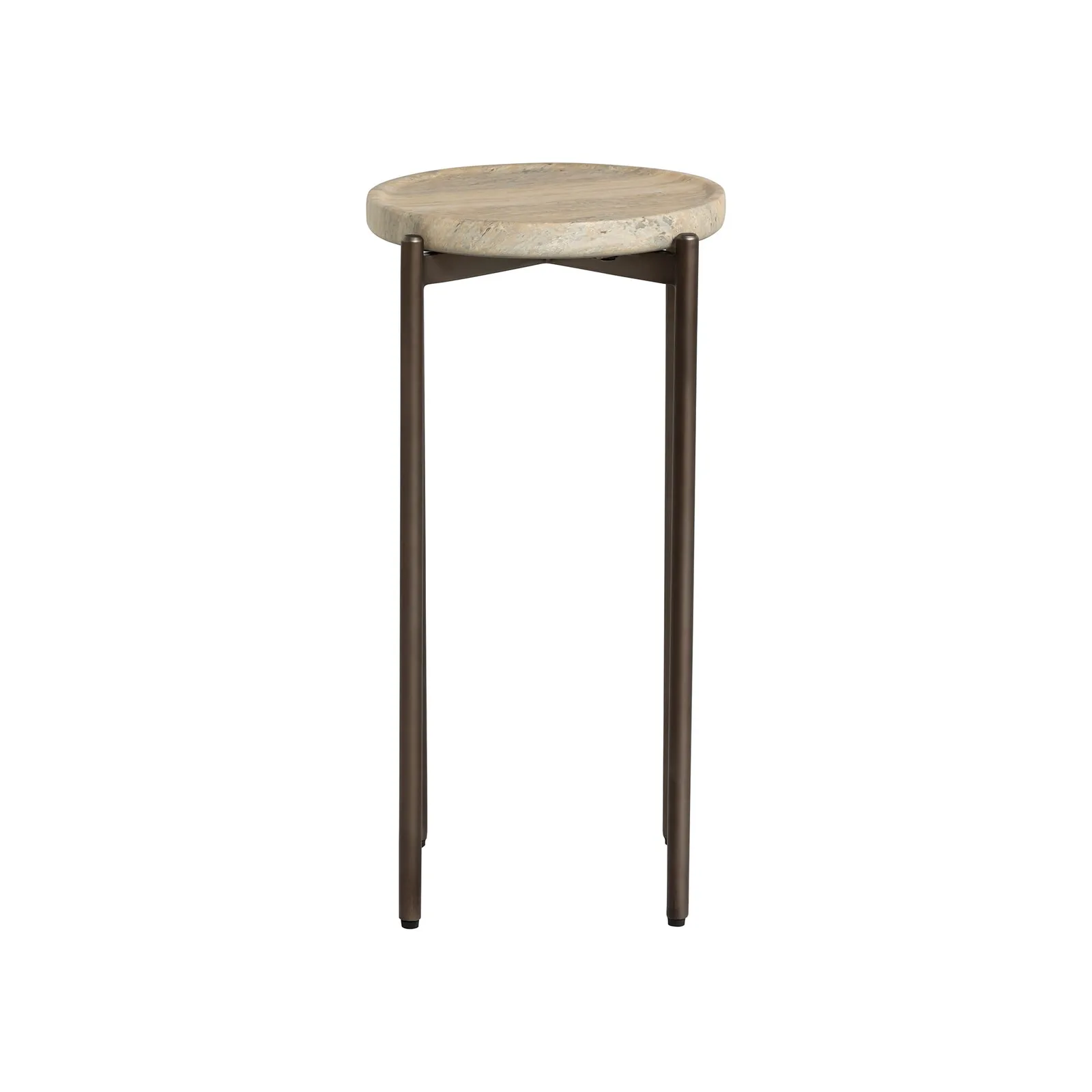Ryde Tall Dark Travertine Side Table, Round, Neutral | Barker & Stonehouse 3