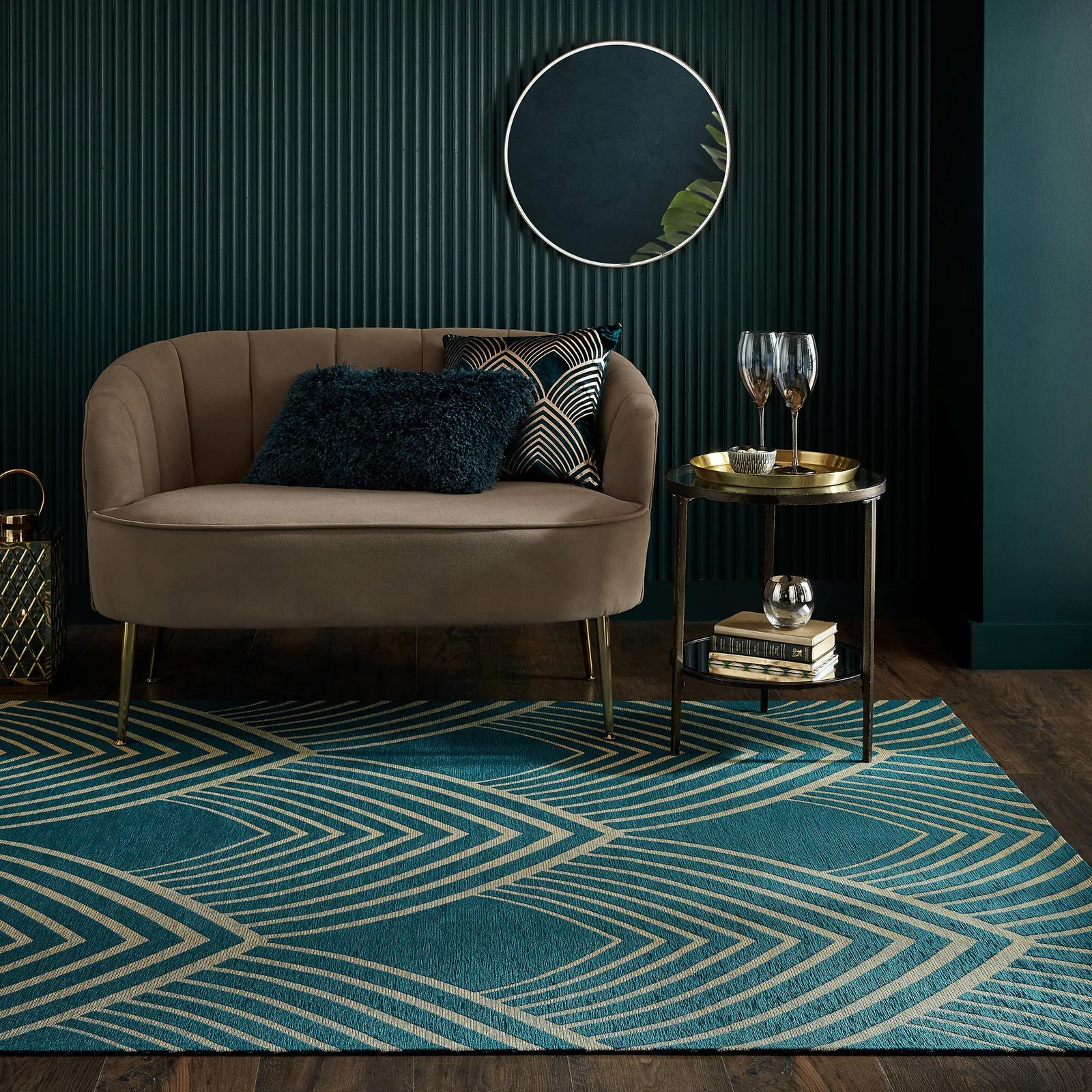 Geo Metallic Rug Peacock