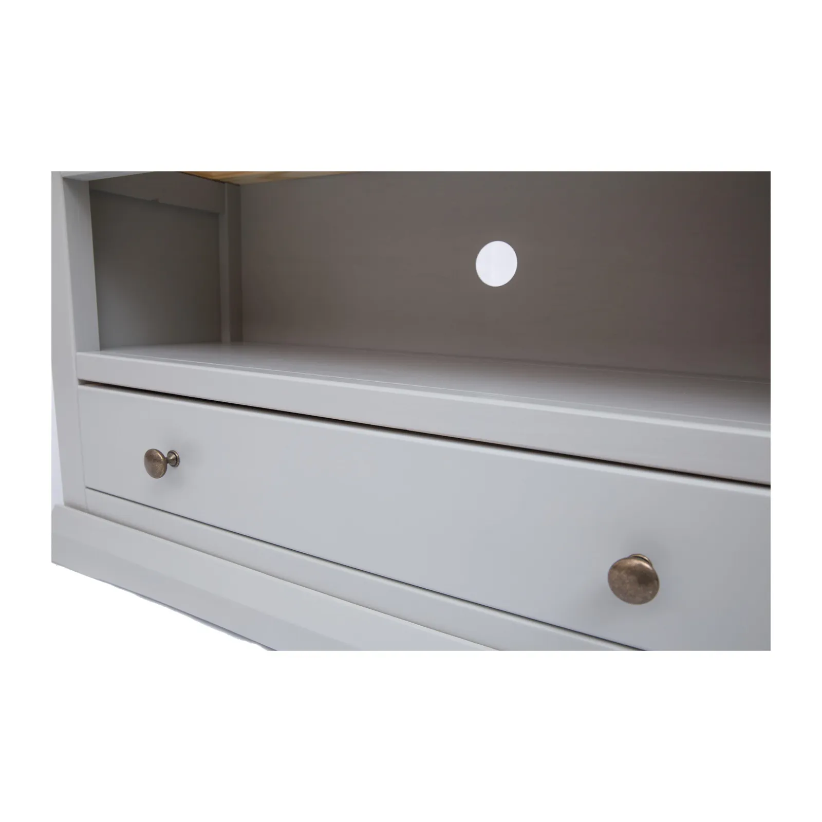 Cabinet Bits Loreo Light Grey 1 Drawer TV Cabinet Brass Knob 5
