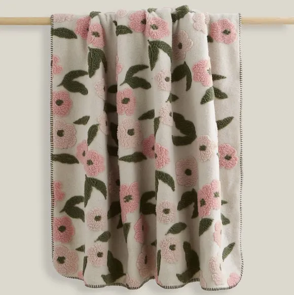Floral Jacquard Throw Blanket 130cm x 180cm 2
