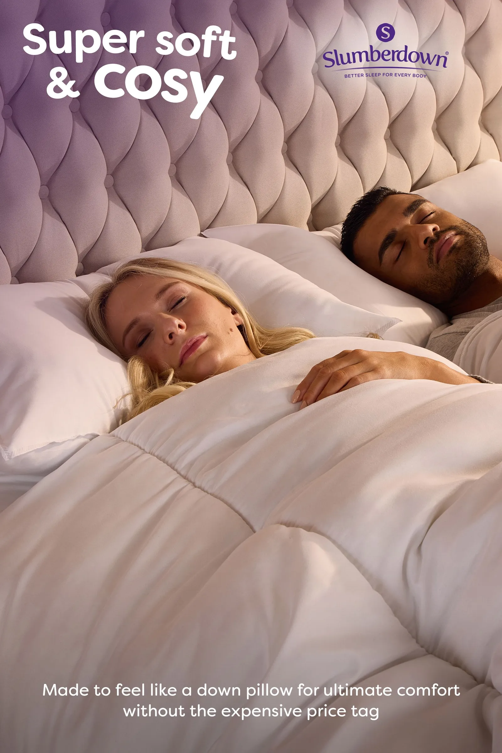 Slumberdown 4 Pack Feels Like Down Medium Support Back Sleeper Pillows in White 2