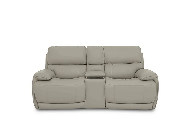 Rocco 2 Seater Leather Power Rocker Sofa with Cup Holders and Headrests - Silver Grey