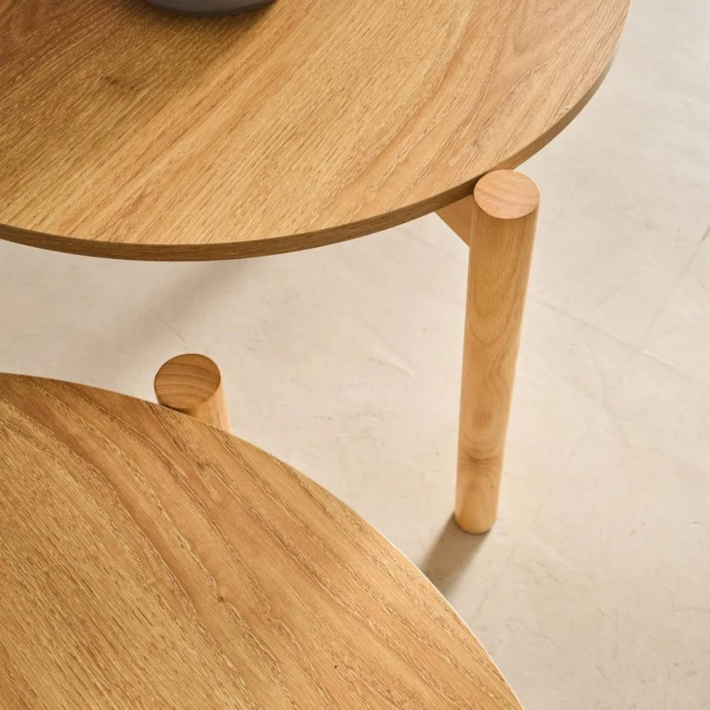 sweeek Round nesting coffee tables wood effect in Beige 5