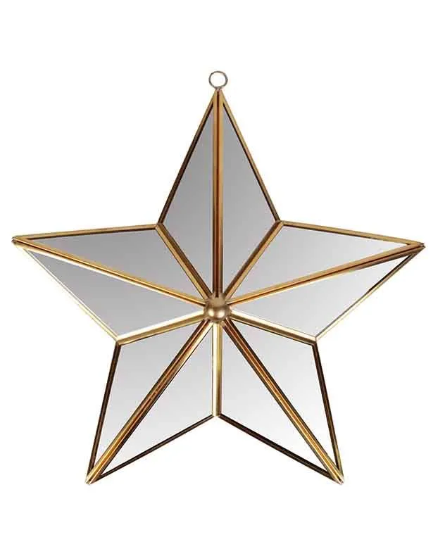 Dibor Traditional Gold Star Shaped Room Decor Wall Mounted Mirror H35cm x W34cm 2