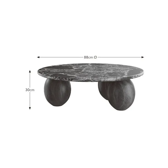Buffie Coffee Table, Marble and Mango Wood 6