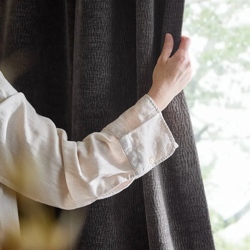 Yard Heath Washed Velvet Fully Lined Pencil Pleat Curtain Pair in Charcoal 2
