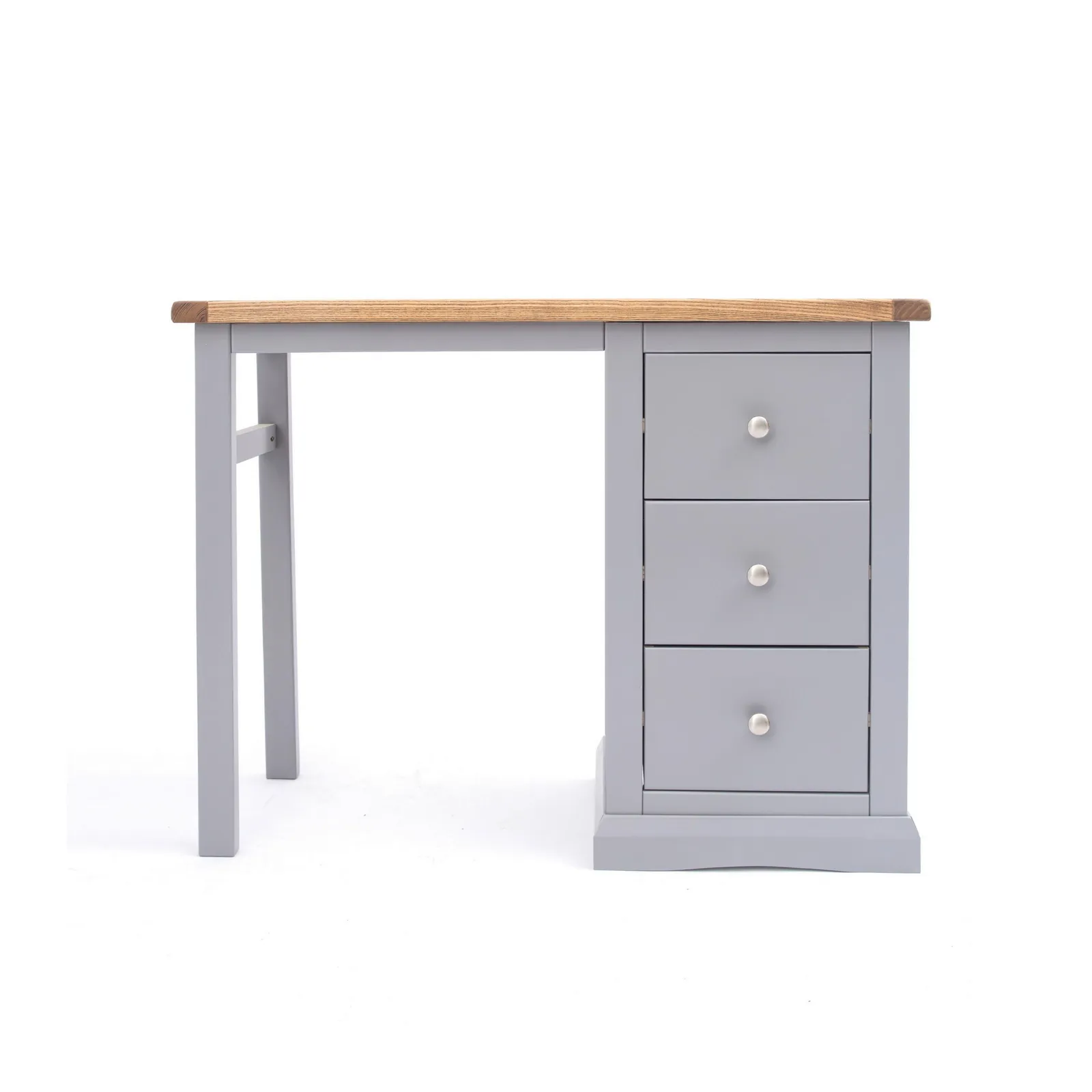 Cabinet Bits Rocca 3 Drawer Desk - Dressing Table Chrome Knob in Grey