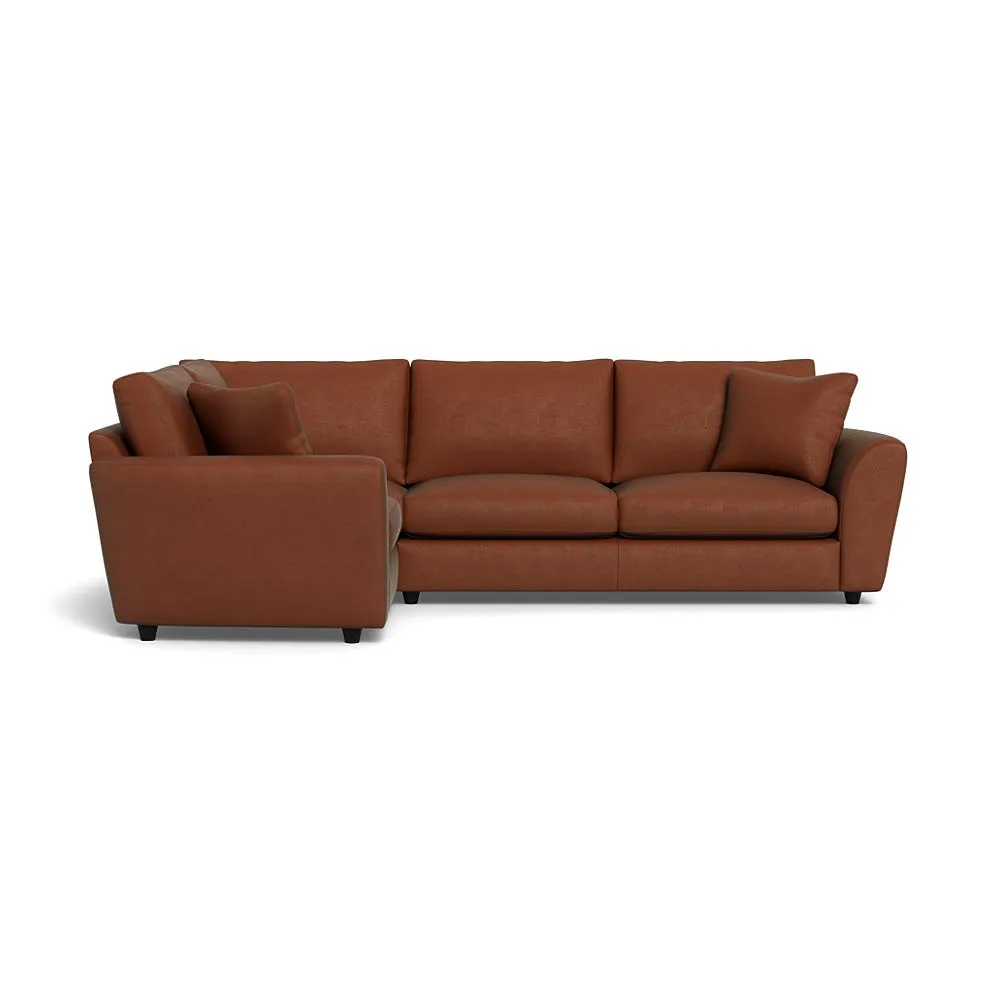Heal's Snooze Left Hand Facing Corner Sofa Smart Luxe Velvet Tawny Black Feet 1