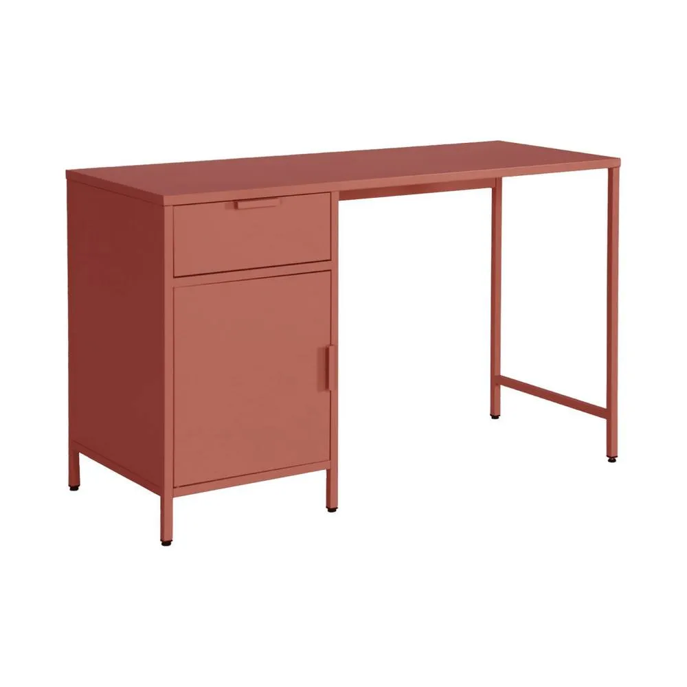 sweeek Laminated steel children's desk 1 drawer in Terracotta 2