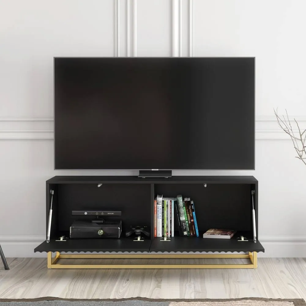 Creative Furniture Ripple TV Unit 100cm - Black with Fluted Doors 2
