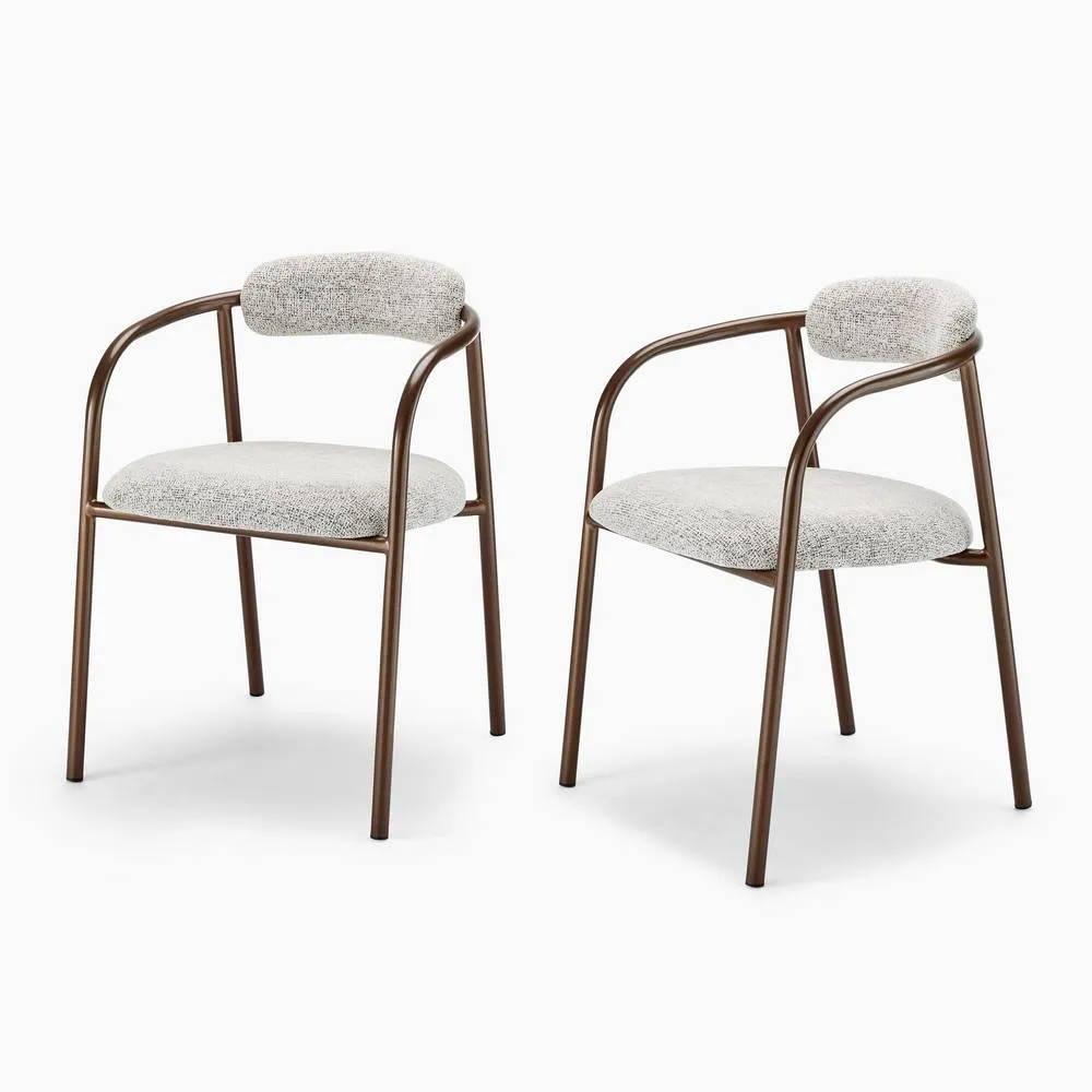 FurnitureboxUK 2x Rhea Grey Fabric Dining Chairs Bronze Legs 5