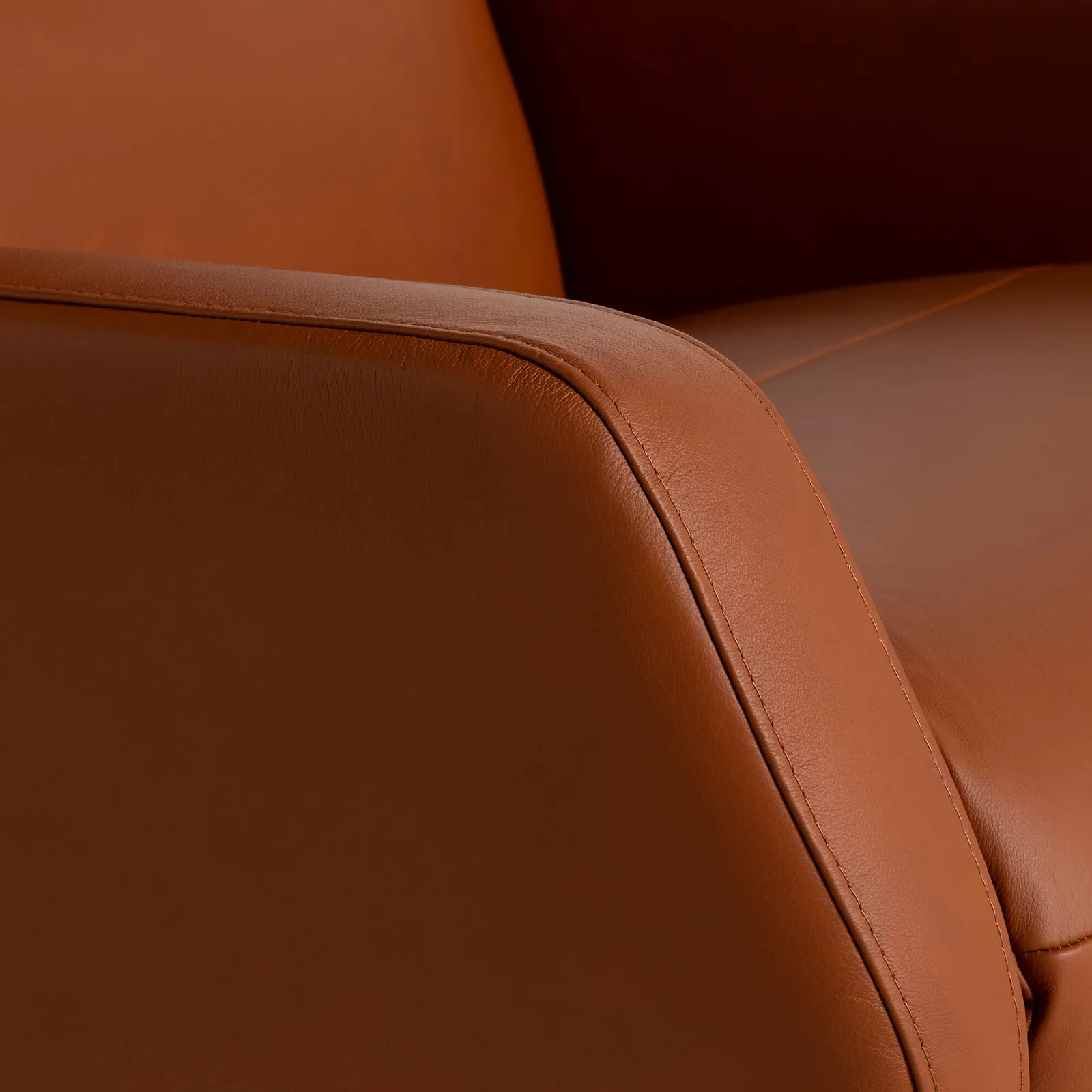 Space 2100 Armchair & Integrated Footstool, Brown Leather | Barker & Stonehouse 3