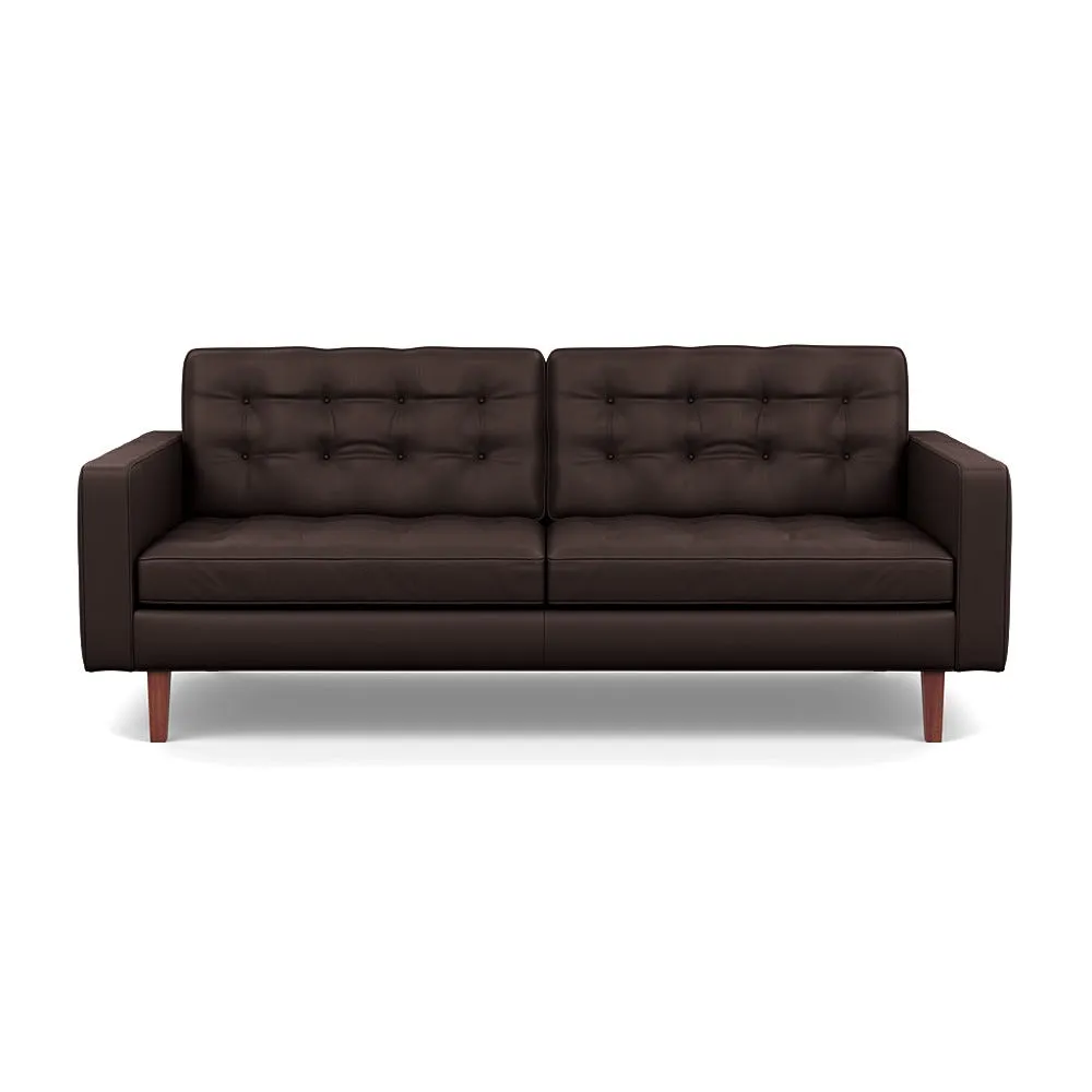 Heal's Hepburn 3 Seater Sofa Grain Leather 066 Walnut Feet 1