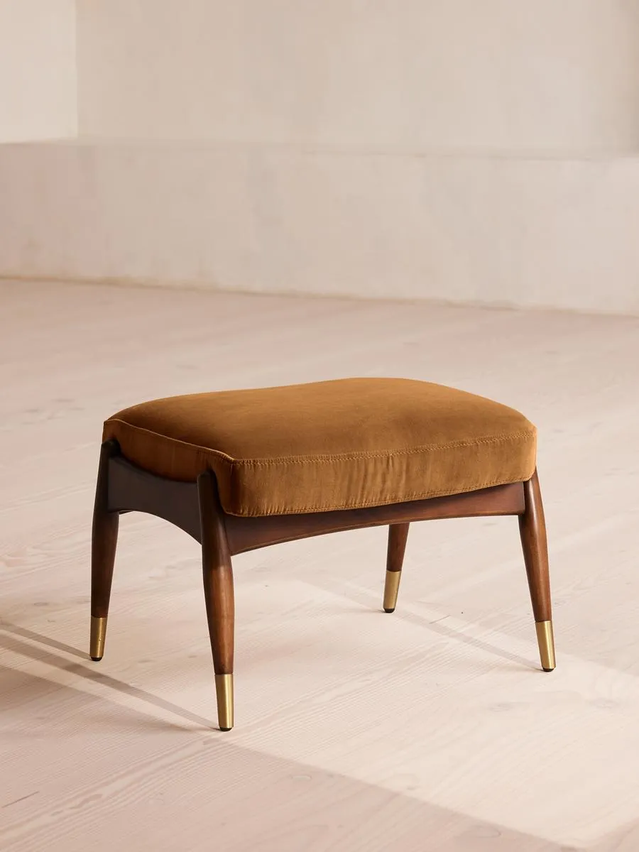 Theodore Footstool, Velvet, Mustard