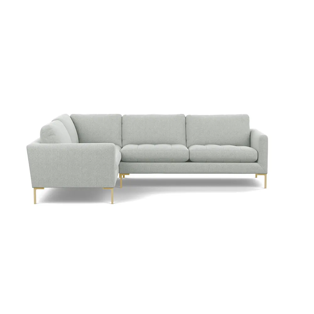 Heal's Eton Left Hand Facing Corner Sofa Melton Wool Limestone Brass Feet