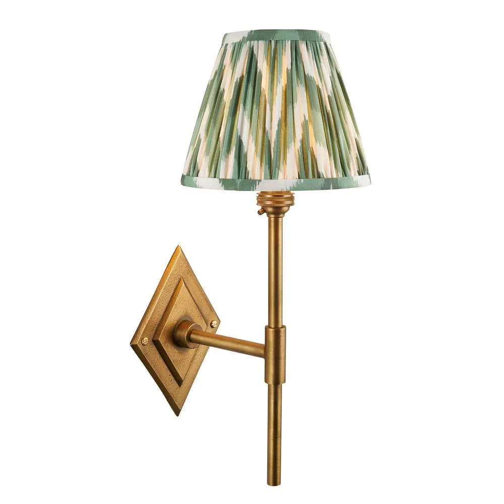 Netlighting Diamond Tall & Zigzag 16cm Wall Lamp Antique Brass Cotswold Green in Gold