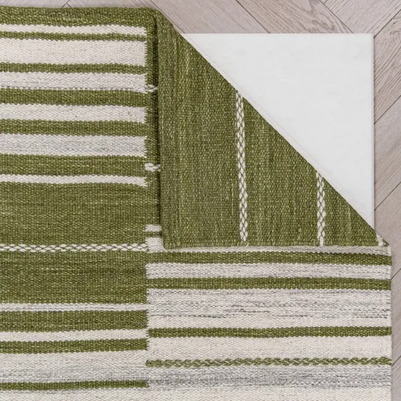 Marlin Striped Geometric Wool Rug 3