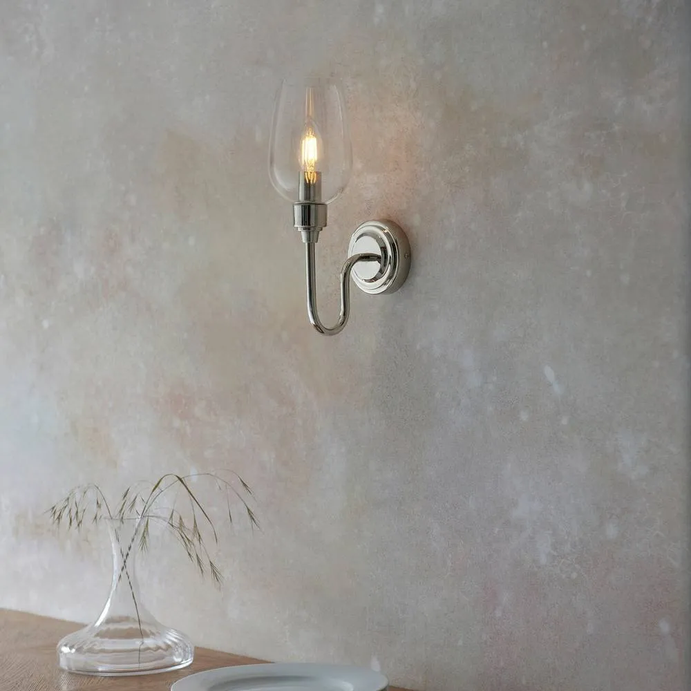 Netlighting Livorno Wall Lamp Bright Nickel Plate Clear Glass in Silver 4