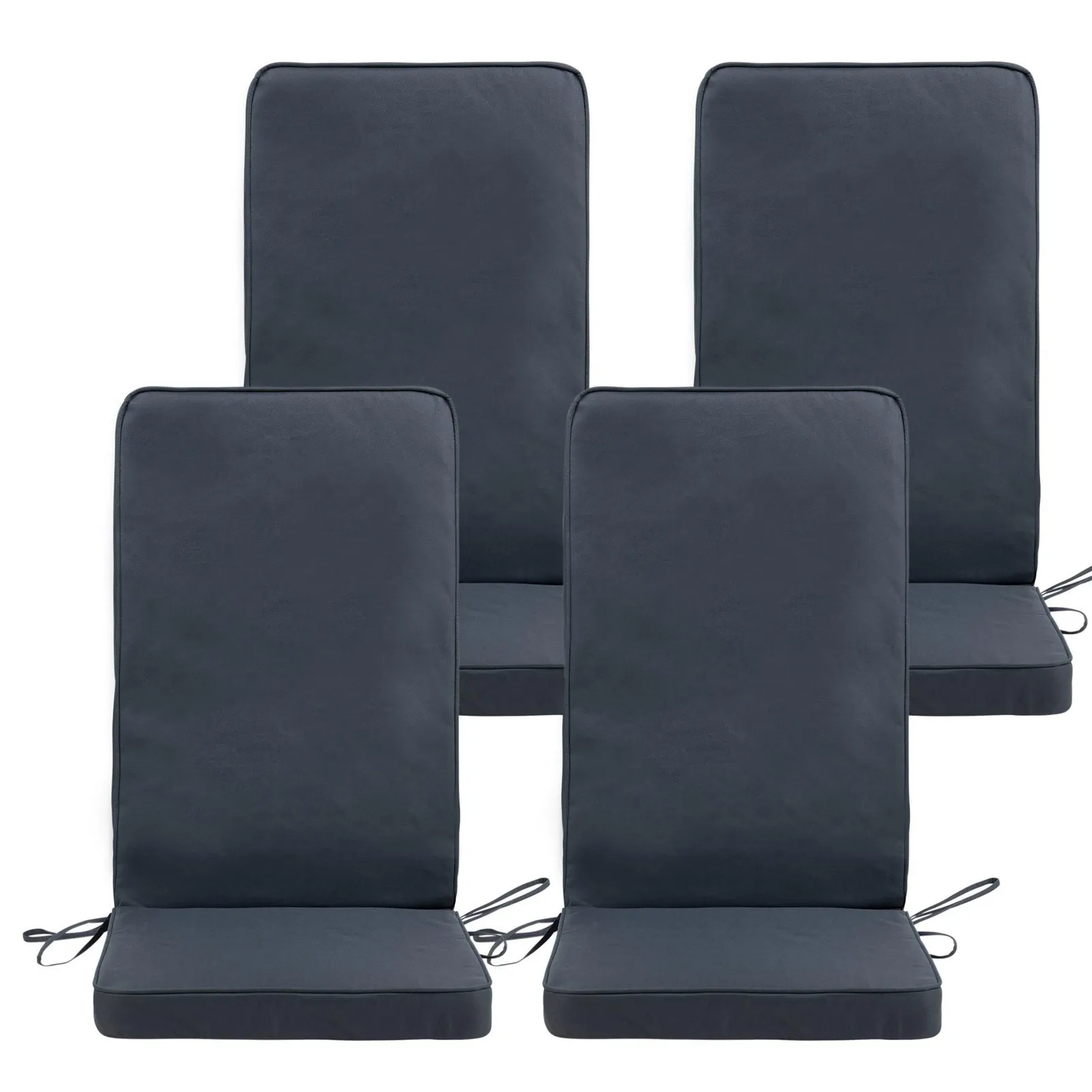 icon Outdoor High Back Seat Cushion Set of 4 Olive Green Geometric in Dark Grey