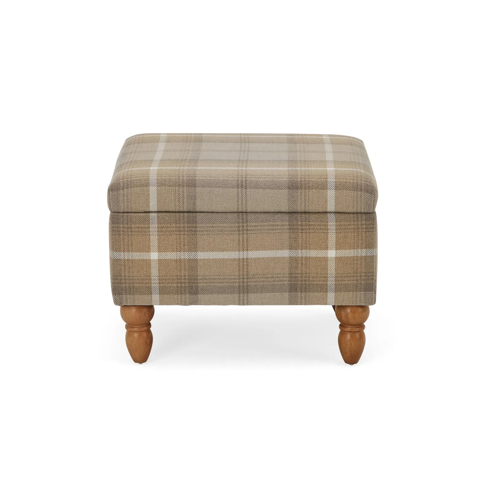 Oswald Check Storage Footstool Natural