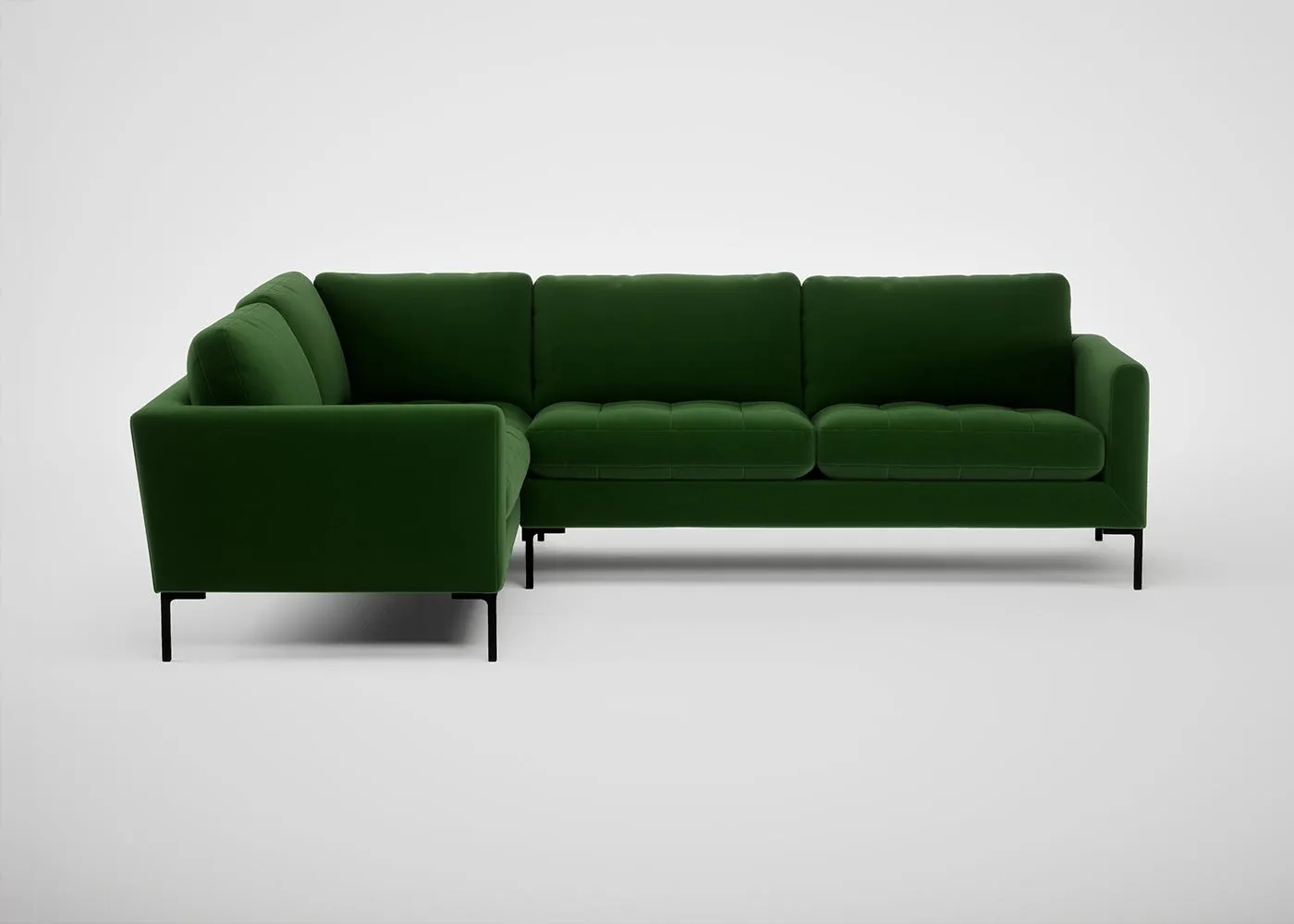 Heal's Eton Left Hand Facing Corner Sofa Smart Velvet Forest Black Feet 1